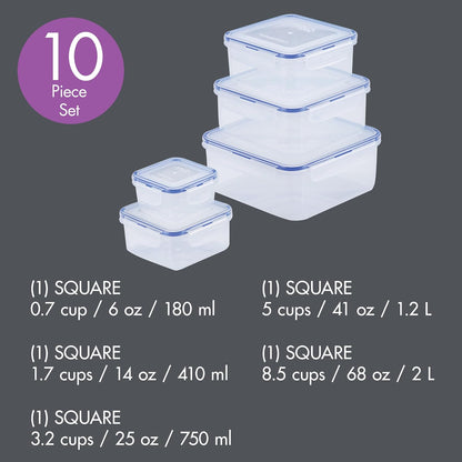 Storage Food Storage Container Set, 10-Piece, Clear